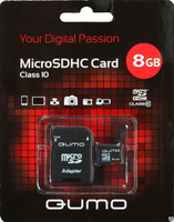 Карта памяти microSDHC Qumo 8GB Class 10 (с адаптером SD)