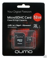 Карта памяти microSDHC Qumo 32GB Class 10 UHS-I (с адаптером SD)