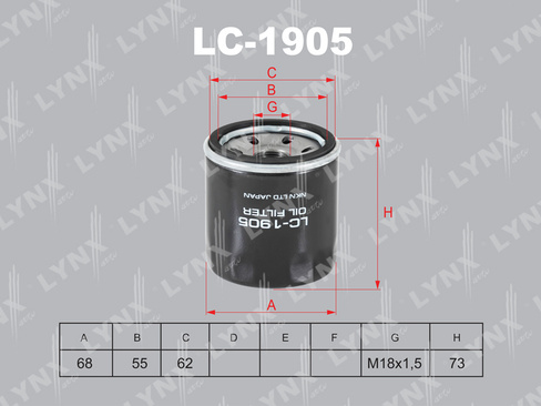 Фильтр масляный Lynx LC-1905