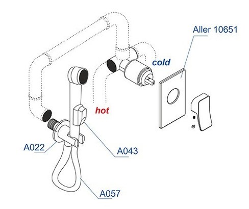 Встраиваемый смеситель для биде с гигиеническим душем WasserKRAFT (A010657)