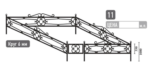 Сварная оградка ритуальная №11