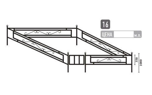 Сварная оградка ритуальная №16
