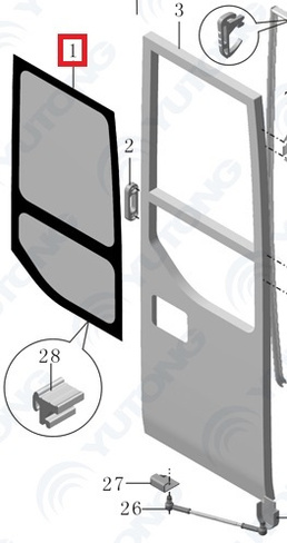 Стекло передней двери YUTONG ZK6122H9 (6103-01768)