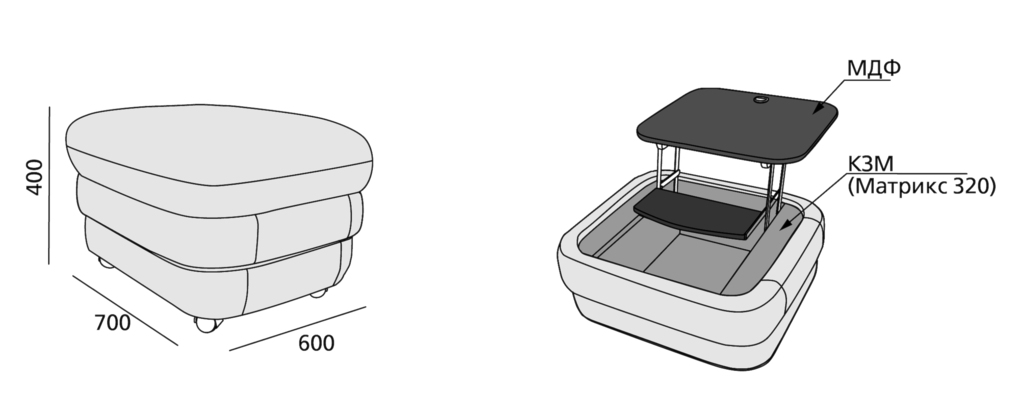 Пуфик трансформер 5 в 1 размеры чертежи