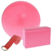 Набор для йоги (блок+ремень+мяч), цвет розовый Sangh
