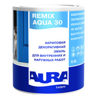 Эмаль акриловая Aura Remix Aqua 30 основа TR бесцветная полуматовая 0,9 л