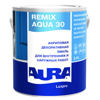 Эмаль акриловая Aura Remix Aqua 30 основа А белая полуматовая 2,4 л