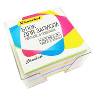 Блок для записей бумажный Silwerhof Стандарт, 701031, 90х90х45, 5 цв, ассорти, в подставке 24 шт./кор.