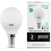 Упаковка ламп LED GAUSS E14, шар, 10Вт, 10 шт. [53120]