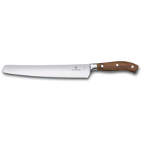 Нож кухонный Victorinox Grand Maitre Wood, универсальный, для хлеба, 260мм, заточка серрейтор, кованый, коричневый [7.74