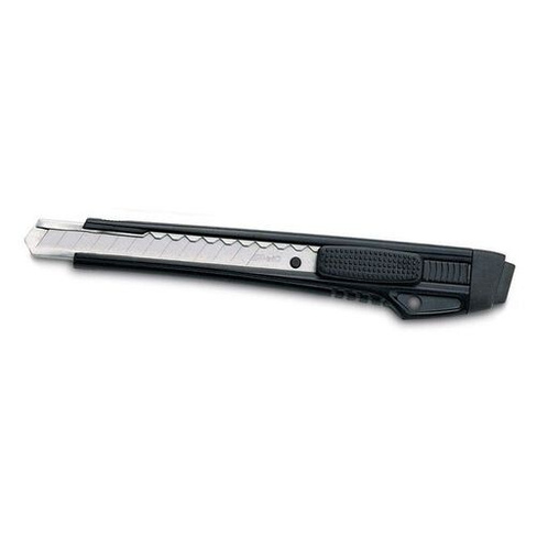 Нож канцелярский KW-Trio 03563BLCK 03563blck 9мм, металл, черный, блистер 24 шт./кор.