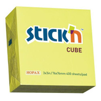 Блок самоклеящийся бумажный STICK`N 21010, 76x76, 400 л, неон, желтый 12 шт./кор.