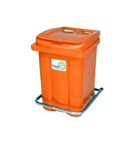 Бак пластиковый 60 л оранжевый с педалью