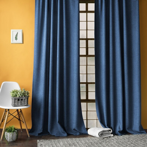 Классические шторы Джерри цвет: синий (140х270 см - 2 шт)