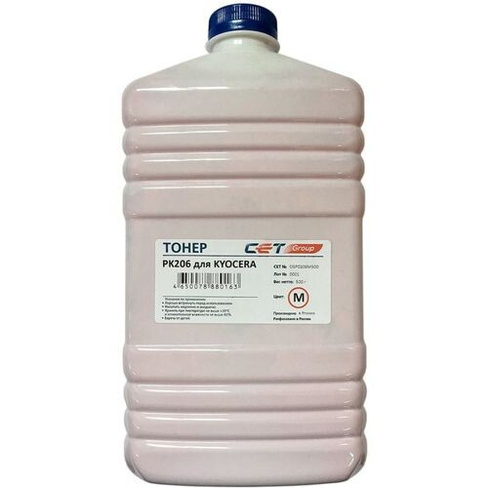 Тонер CET PK206, для Kyocera Ecosys M6030cdn/6035cidn/6530cdn/P6035cdn, пурпурный, 500грамм, бутылка