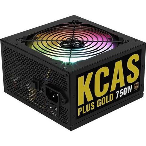 Блок питания Aerocool KCAS PLUS GOLD 750W RGB, 750Вт, 120мм, черный, retail [kcas plus 750g]