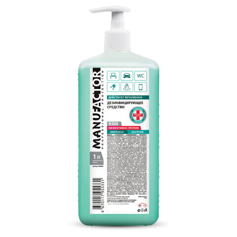 Антисептик-гель для рук спиртосодержащий 70% с дозатором 1 л MANUFACTOR дезинфицирующий N30860