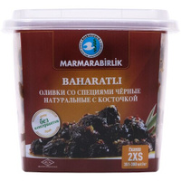 Marmarabirlik оливки вяленые со специями черные натуральные с косточкой BAHARATLI 2XS, 430 г