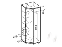 Шкаф угловой зеркало №8 WEST (ясень шимо темный/ясень шимо светлый)