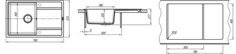 Кухонная мойка FLORENTINA Липси 780 (20.270.C0780.102), чёрный