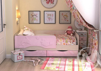 Кровать "Алиса 1,8" (Розовый металлик)