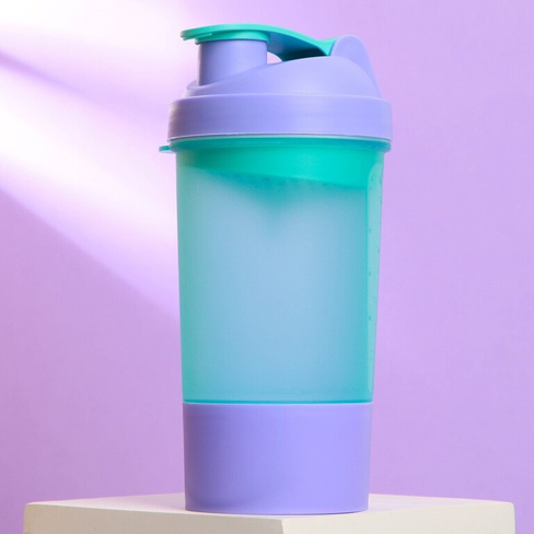 Шейкер спортивный с чашей под протеин, фиолетово-голубой, 500 мл Соломон