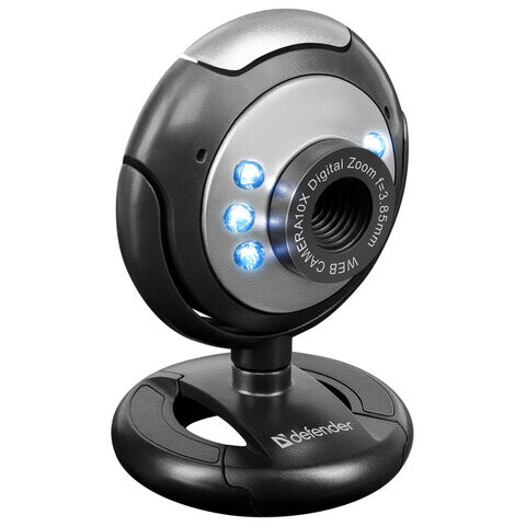 Веб-камера DEFENDER C-110 03 Мп микрофон USB 2.0/1.1+3.5 мм jack подсветка регулируемое крепление черная 63110