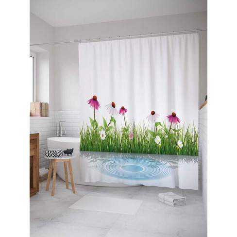 Шторка-занавеска для ванной JOYARTY Речные цветы