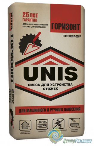 СМЕСЬ ДЛЯ СТЯЖЕК ПЕСКОБЕТОН UNIS ГОРИЗОНТ М-200 ( стяжка) 25 кг