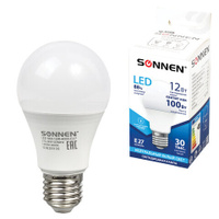 Лампа светодиодная SONNEN 12 100 Вт цоколь Е27 груша нейтральный белый свет 30000 ч LED A60-12W-4000-E27 453698