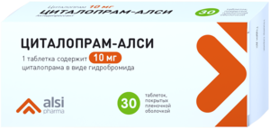 Циталопрам-АЛСИ Таблетки покрытые пленочной оболочкой 10 мг 30 шт Алси Фарма