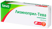 Лизиноприл-Тева Таблетки 20 мг 20 шт ТЕВА