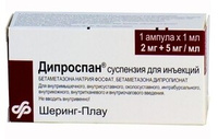 Дипроспан Суспензия для инъекций 2 мг + 5 мг/мл 1 мл ампулы 1 шт Шеринг Плау