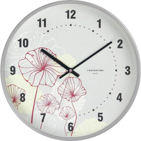 Часы настенные d30,5см Классика, пластик, круглый, цветы, серый 77772759