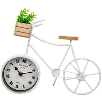Часы велосипед с суккулентом 28х9х20 белый