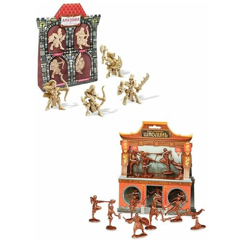 Игровой набор солдатиков для мальчиков Амазонки + Воины монастыря Шаолинь, Биплант