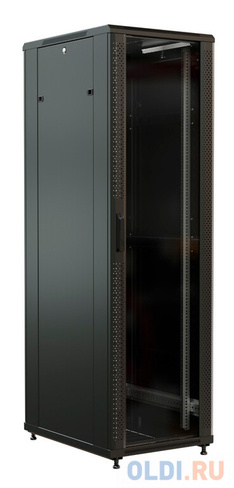 Шкаф коммутационный WRline (WR-TT-3266-AS-RAL9004) напольный 32U 600x600мм пер.дв.стекл задн.дв.стал.лист 2 бок.пан. нап