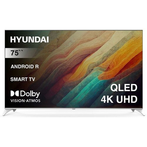 75" Телевизор Hyundai H-LED75QBU7500, QLED, 4K Ultra HD, черный, СМАРТ ТВ, Android TV