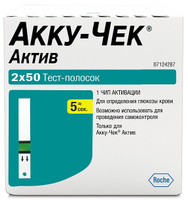 Акку-Чек тест-полоски для глюкометра Актив №100 Roche (диагностика)