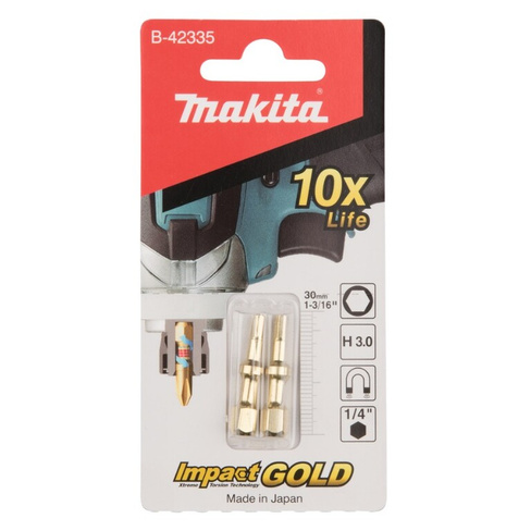 Насадка Makita Impact Gold ShorTon HEX3.0 B-42335, 30 мм, E-form (MZ), 2 шт. Бита