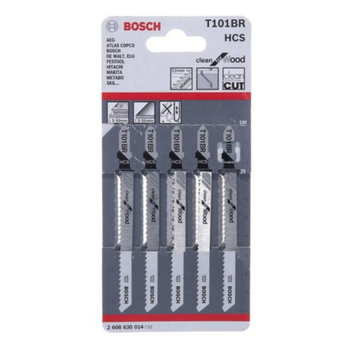 Пилки для лобзика Bosch 2.608.630.014 (T101BR, HCS, 5 шт.) Набор пилок T 101 BR, HSS 5 шт. 2.608.630.