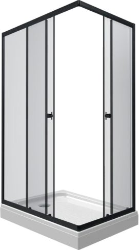 Душевой уголок Triton Вента 120х80 с поддоном профиль черный стекло прозрачное