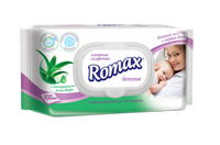 Влажные салфетки детские с экстрактом алоэ «Romax» 100 шт.
