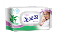 Влажные салфетки детские с экстрактом алоэ «Romax» 63 шт.