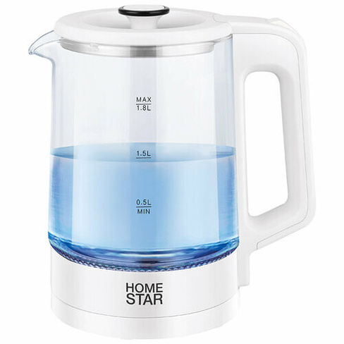 Чайник Homestar HS-1008 (1,8 л), стекло, белый HOMESTAR