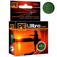 Плетеный шнур "Aqua" PE Ultra Light 100м (Dark Green, 0,06мм)