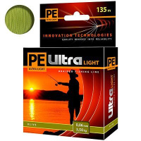 Плетеный шнур "Aqua" PE Ultra Light 135м (Olive, 0,04мм)