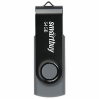 Флеш-диск 64GB SMARTBUY Twist USB 2.0, черный, SB064GB2TWK