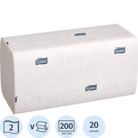 Полотенца бумажные листовые Tork 290184 Advanced H3 ZZ-сложения 2-слойные 20 пачек по 200 листов