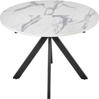 Круглый раскладной стол BRADEX rudolf 100-130x100x75 см, белый мрамор, чёрный